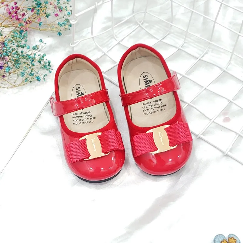 Girls Shoes Leather Shoes Baby Girl Lacquered Princess Shoes Small Girl Soft Sole Children's Shoes Little Leather Red Black Dark Blue Color