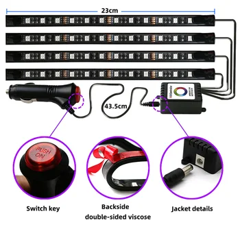 

Car Multi-Color RGB LED Strip Lights 24-key Dual Remote Control Bluetooth Smart Mobile Phone APP Remote Control Lamp F-Best