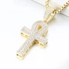 VANAXIN Ankh Necklace Cross Pendant  Egyptian Jewelry Hip Hop Style Iced Out Cubic Zircons Bling Rhinestone Egypt Small Chain Bo 3
