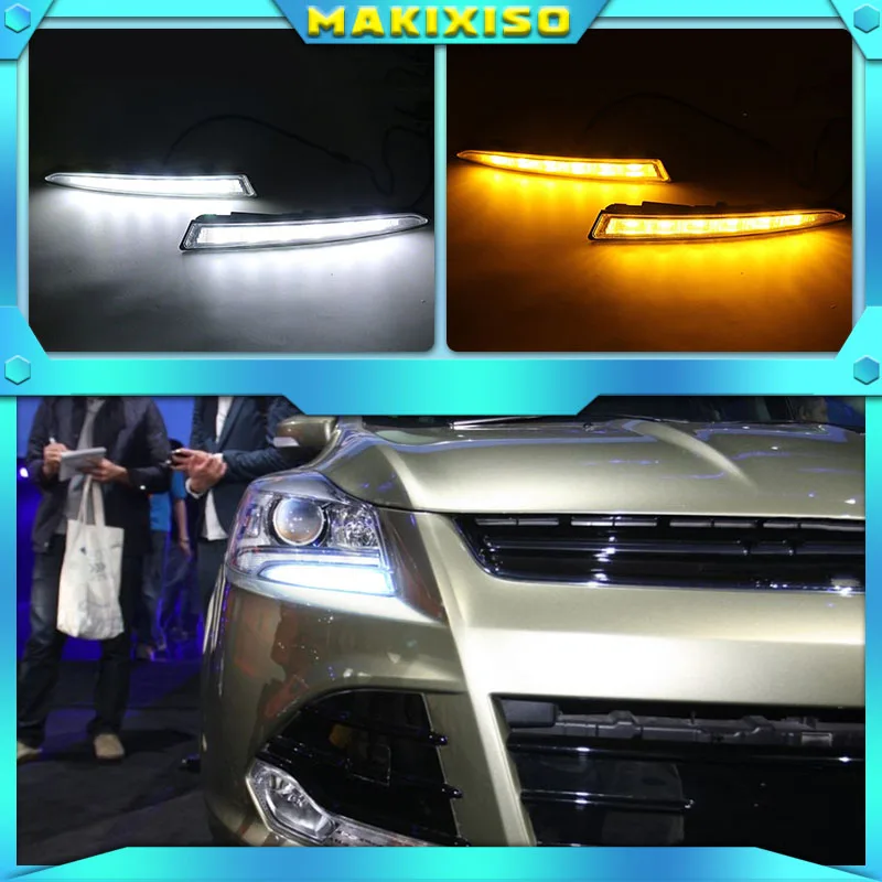 

2Pcs Waterproof Car Led Daytime Running Light Drl Daylight Led Car For Ford Kuga Escape 2012 2013 2014 2015 With Fog Lamp