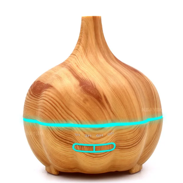 

400ML Wood Grain Ultrasonic Air Humidifier Electric Aromatherapy Essential Oil Diffuser with LED Lamp for Home Bedroom