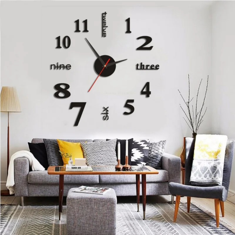 Home Wall Sticker English Numbers Diy Small Clock Red Modern Decal Home Wall Sticker English Numbers Diy
