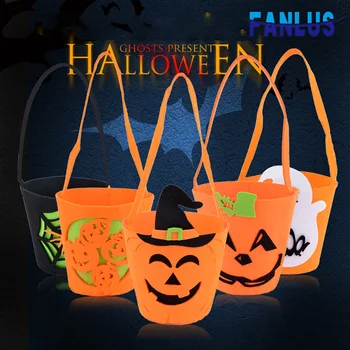 

Non-Woven Halloween Pumpkin Goodie Bag with Handle Decoration Party Favors All Saints' Day Props Ghost Gift Bag Candy Bag Bucket