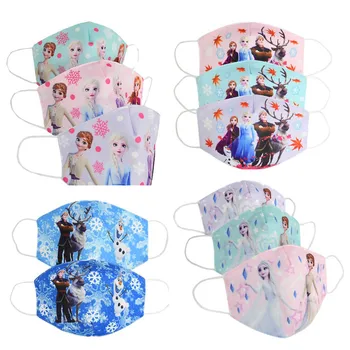 

2020 Unisex Cotton Face Mouth Mask Kids children Cute Cartoon Printed Princess Elsa Anna Dustproof Cover Anti Dust Mouth-Muffle