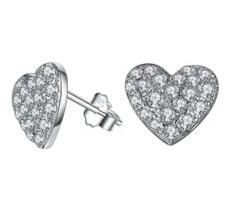 

TSHOU110 TIFF 925 Romance Sweet Love heart Zircon Stud Earrings Transparent Zircon Stud Earrings