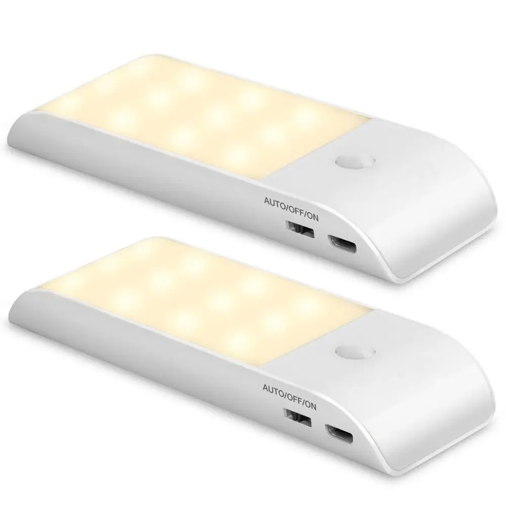 

Motion Sensor Light Indoor,Under Cabinet Lighting USB Rechargeable 3 Lighting Modes 12 LEDs Magnetic Strip Stick on Anywhere