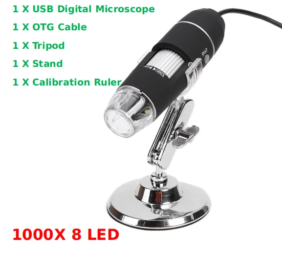 1000X 1600X 8 светодиодов электронный цифровой микроскоп Ручной Лупа камера USB интерфейс электронный микроскоп+ металлический кронштейн Подставка - Цвет: 1000X