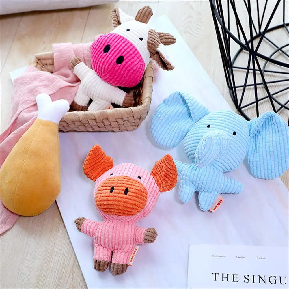 

Bite Resistant Dogs Squeaky Fun Toys Corduroy Animal Shape Pet Chew Molar Toy Cute Cartoon Squeaker Sound Fleece Cat Puppy Toy