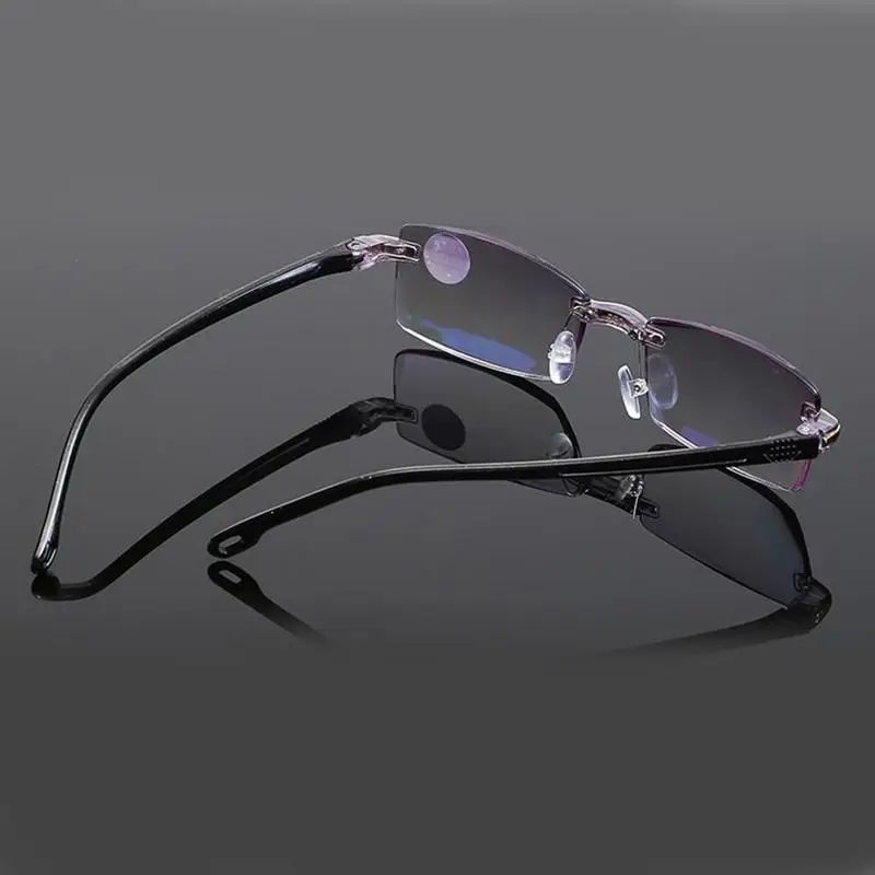 Анти синий свет без оправы очки для чтения для женщин и мужчин прозрачные блокирующие бескаркасные компьютерные очки Пресбиопия