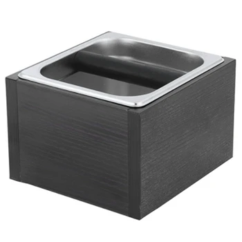 

Coffee Knock Box Stainless Steel Wood Coffee Grounds Container Box Barista Coffee Residue Bucket Grind Knock Barrel