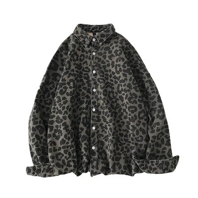 VOGUELEO 2019 новая стильная модная леопардовая рубашка с длинными рукавами Повседневная свободная Мужская одежда хлопок осень толстый