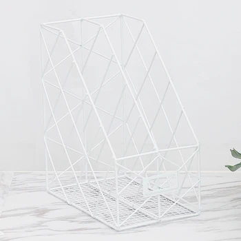 

Office File Management Iron Grid Stand Practical Storage Rack Desktop Shelf Books Organizer Holder Home Magazine Hollowed Out