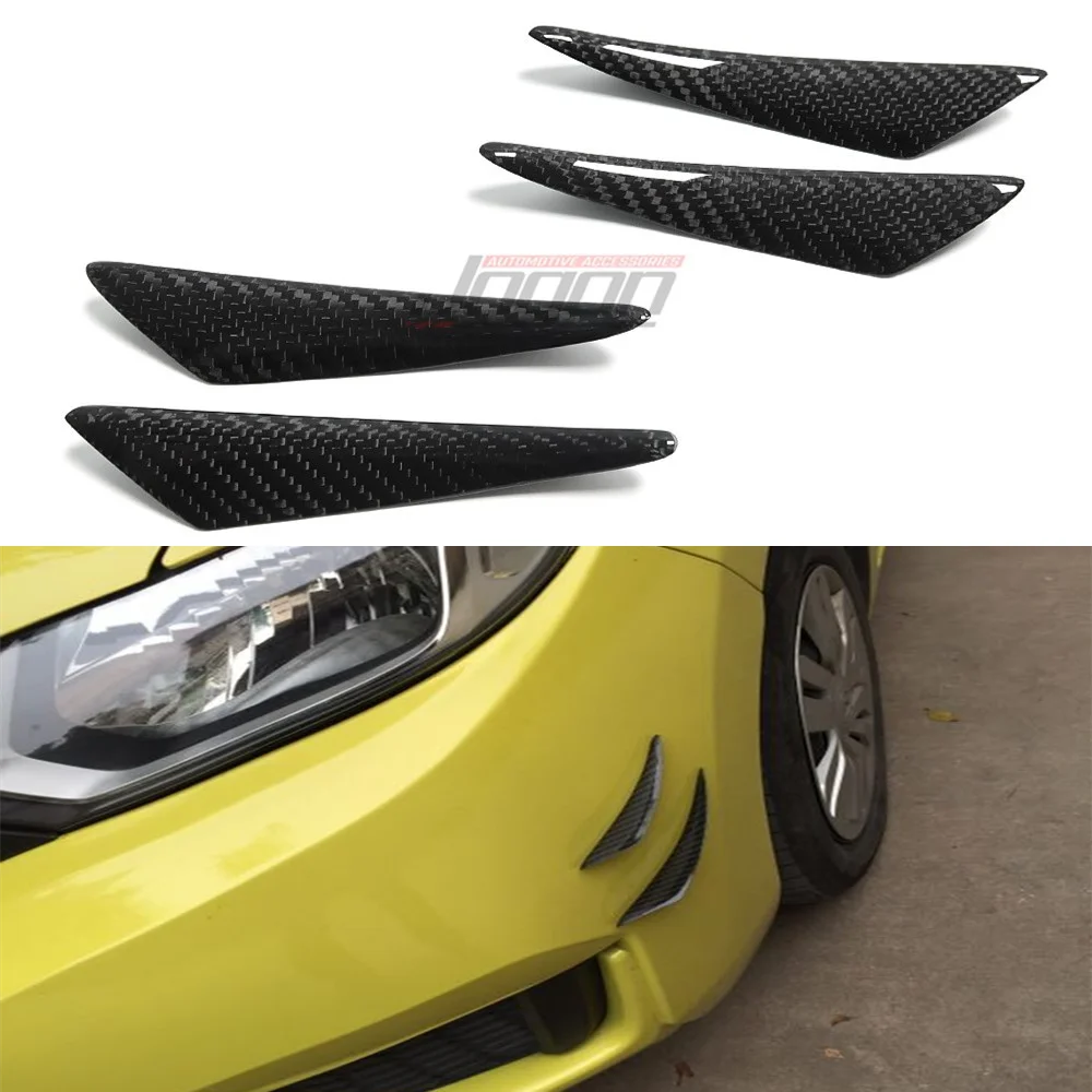 4Pcs Carbon Fiber Front Lip Splitter Fins Body Spoiler Canards Refit