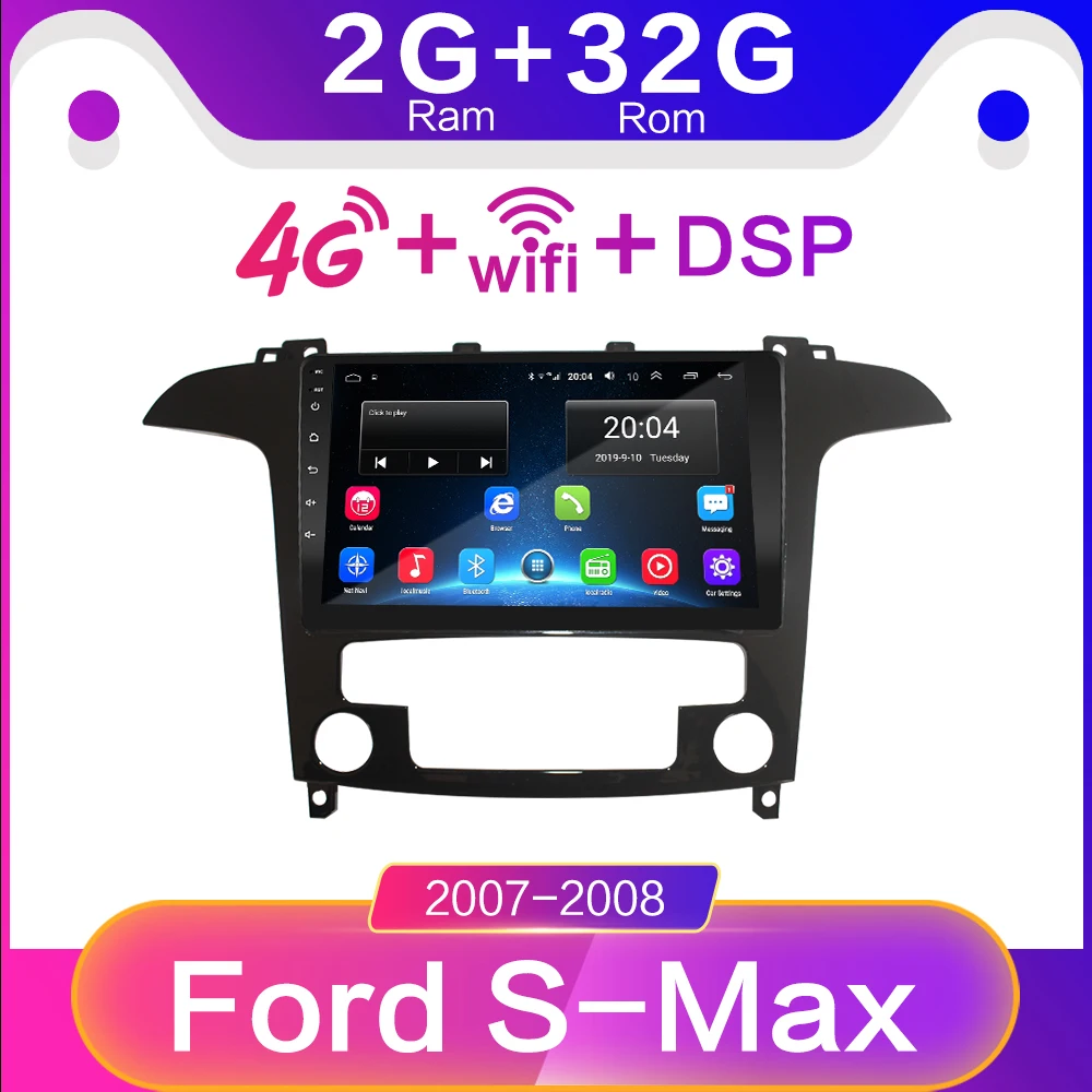 Для Ford S-Max s max 2007 2008 автомобильный Радио Мультимедиа Видео плеер навигация gps Android 8,1 GO 2din 9 дюймов авто стерео Автомагнитола