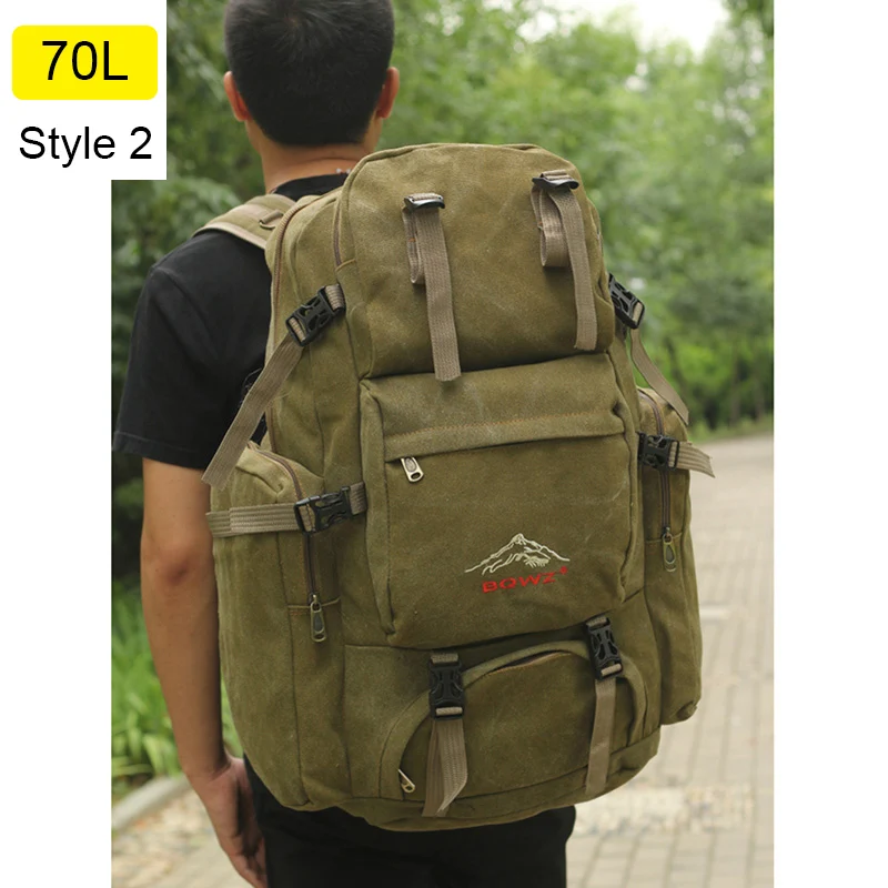 Style 2 Khaki 70L 60л большая походная сумка, рюкзак для путешествий, брезентовый армейский военный рюкзак, многофункциональная сумка для багажа, для альпинизма, Мужская походная сумка Tas XA26D - Цвет: Style 2 Khaki 70L