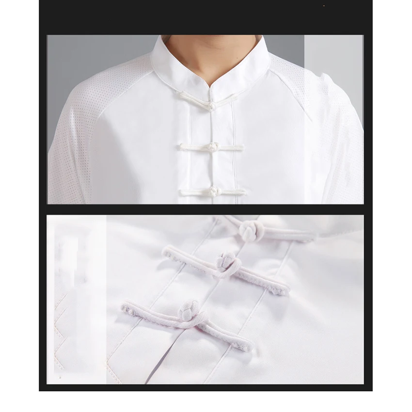 Martial Arts Clothing Men&s Morning Exercise Kung Fu Stage Costume Tai Chi Solid Color Short Sleeved Comfortable Bre