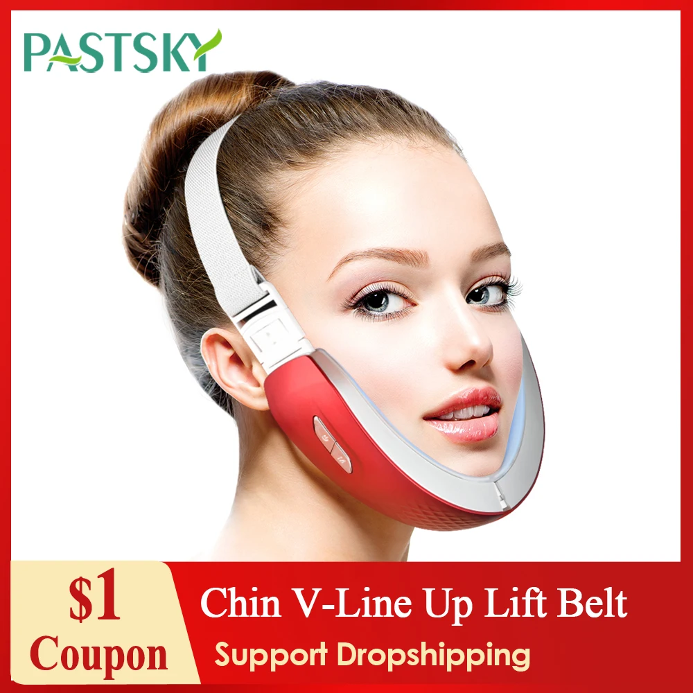 

Chin V-Line Up Lift Belt Infrared Hot Compress V-Shape Slimming Facial Vibration Massager LED Photon Therapy Face Lifting Care
