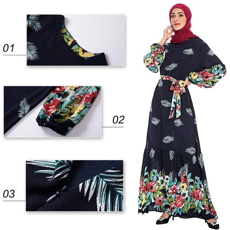 Kaftan abaya Дубай турецкое мусульманское платье исламское платье одежда макси большой размер полная длина печатных лето осень мягкое качество