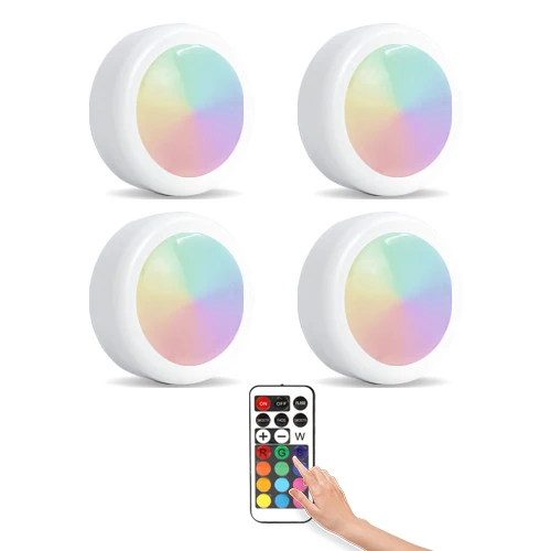 Светодиодный светильник RGB 12 цветов с сенсорным датчиком и батарейным питанием, беспроводной кухонный шкаф для лестницы, Ночной Настенный светильник - Испускаемый цвет: 4 pcs Lamp 1Remote