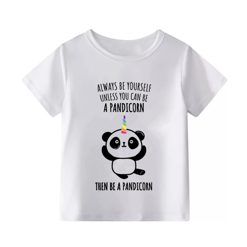 Детская футболка с принтом «I am a pandicorn»; забавная одежда; Детская летняя футболка; детская футболка - Цвет: A
