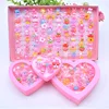12/24/36Pcs Kids Girls Makeup Jewelry DIY Rings Toy Flower Cartoon Crystal Jewelry Children Princess Rings Decor Girl Gift 1