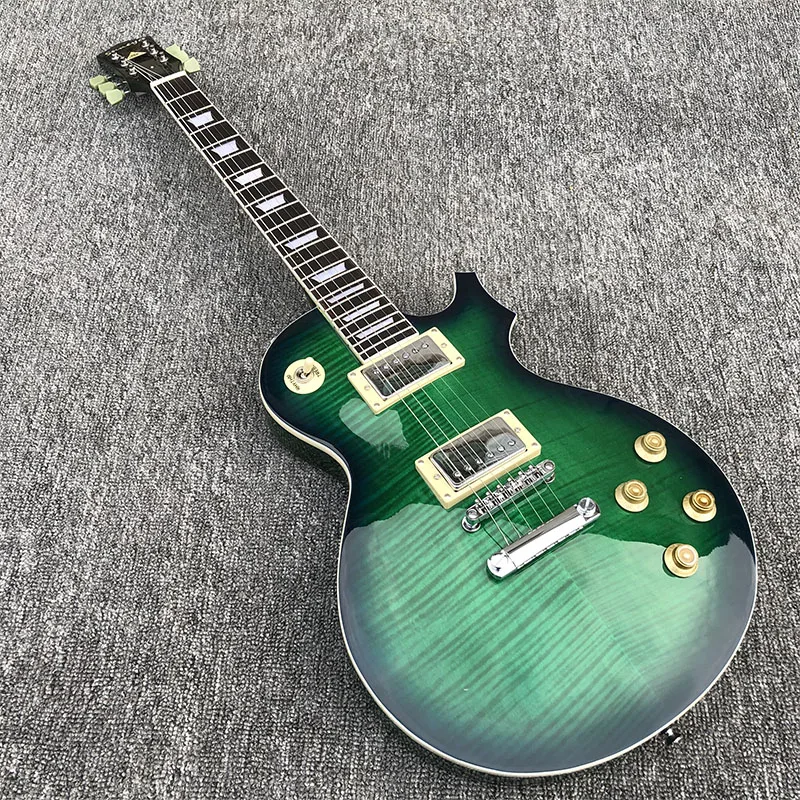 

2019 High quality 6 String Electric Guitar, Mahogany body With Flamed Maple Top,green paint,free shipping