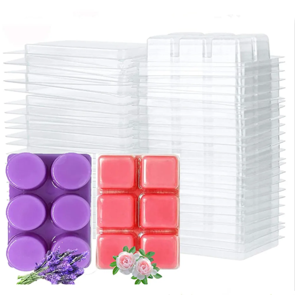 100 Packs Wax Melt Clamshells Molds Square, 6 Cavity Clear Plastic Cube  Tray for Candle-Making & Soap - AliExpress