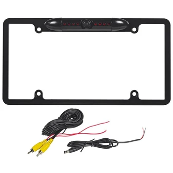 

US License Plate Frame CMOS Car View Rear Monitor Backup Safety Camera 8 IR Night Vision