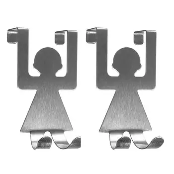 

2pcs Stainless Steel Door Hooks Traceless Clothes Bag Hanger Humanoid Kitchen Hooks Household Storage Accessories