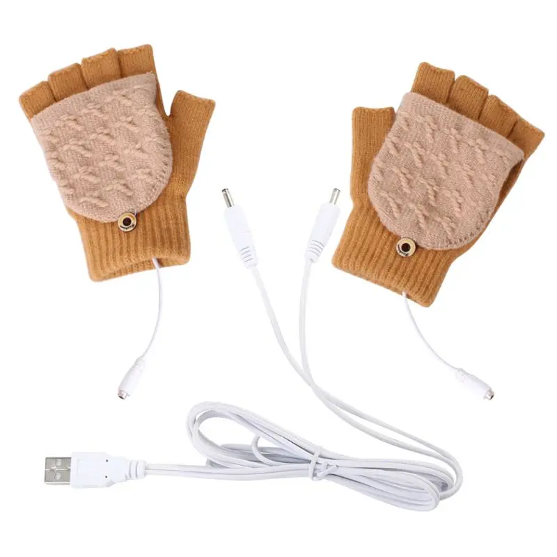 Camel Унисекс женские и мужские USB перчатки с подогревом зимняя рукавица руки теплые перчатки для ноутбука 95AB - Цвет: Camel