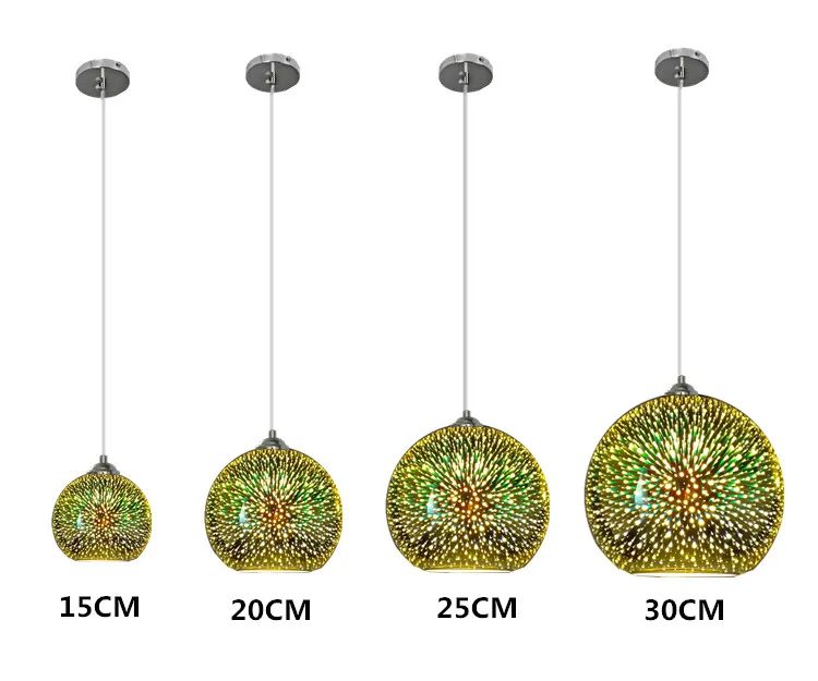 Bola de Vidro Decoração para Casa Criativo Lustre Espelho Firework Abajur Loft Restaurante Bar Novidade Atmosfera Lâmpada 7 Luzes de pendentes