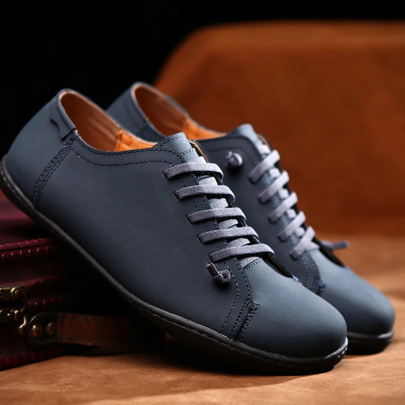 Мужская обувь для вождения; коллекция года; мужские лоферы из натуральной кожи; модные мягкие дышащие кроссовки ручной работы на плоской подошве; XX-495-9 - Цвет: Синий