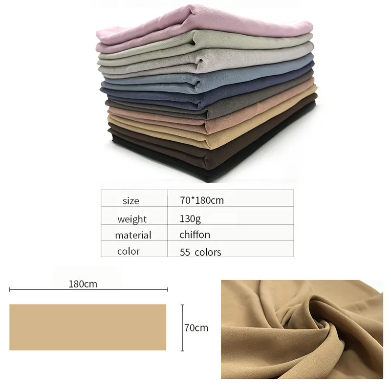 Hfc4bc89f3e664727b3f131a1512ab17c4 70x180cm bubble chiffon Muslim headscarf for women solid color hijab scarf shawls and wraps hijab femme Musulman kopftuch Mallzona