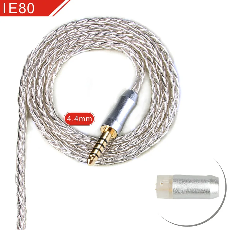 4.4mm as pic FDBRO IE80s 8 ядер OCC посеребренный кабель для наушников Разъем для наушников, 3,5/2,5/4,4 мм балансный 8-ядерный посеребренный серебряный кабель - Цвет: 4.4mm as pic