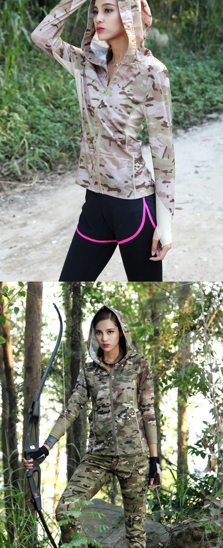 Emirates Scorpion Camouflage Long-sleeved for Women's Sweats& Hoodies Outdoor Sports Quick-Dry Hoodie Tactical Blouse Hoodie