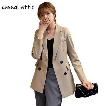 

Fashion Office Lady Slim Elegant Women Loose Solid Fashion Sweet Long Blazers 2020 Spring Autumn Womens Coat