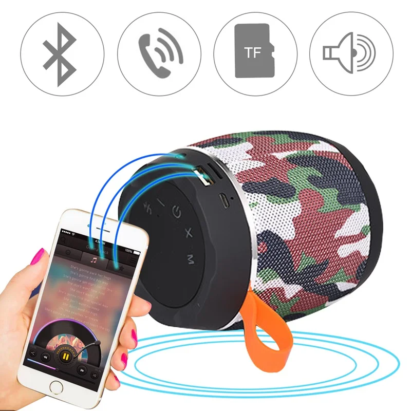 Портативный Bluetooth мини-динамик беспроводной сабвуфер динамик стерео звуковая коробка ткань чехол планшет Динамик s камуфляж