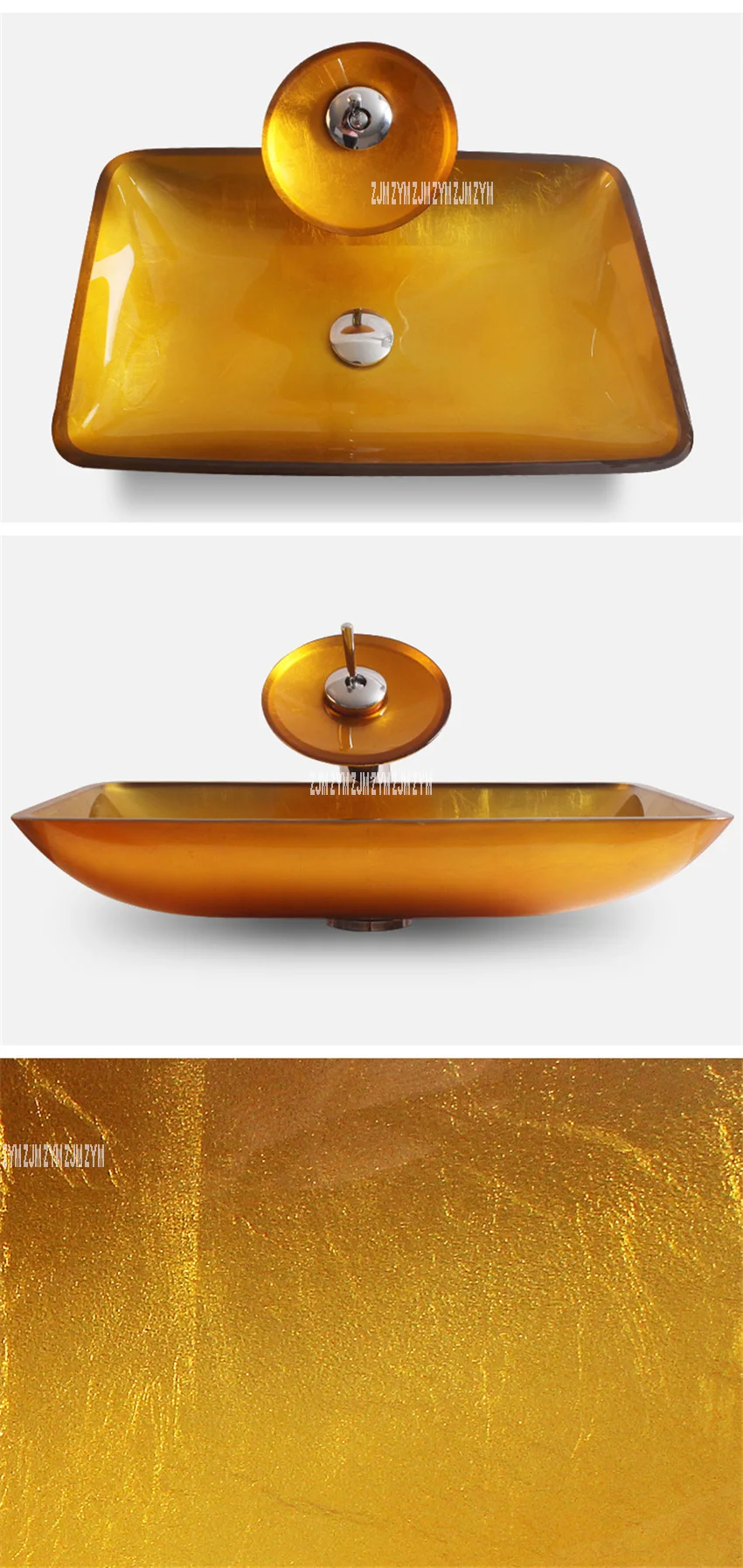 Above Counter Basin Household Hotel Washing Basin Bowl Automobile Front Grade Toughened Glass Rectangle Artistic Sink Bathroom