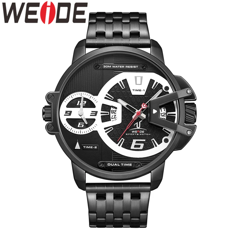 Часы наручные WEIDE мужские с кожаным ремешком люксовые брендовые кварцевые
