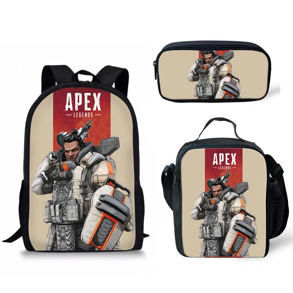 Apex Legends/комплект из 3 предметов для подростков, мальчиков и девочек, детская школьная сумка, Gibraltar Bloodhound, рюкзак с героем, Детская сумка для книг, подарок - Цвет: CDGX06CGK