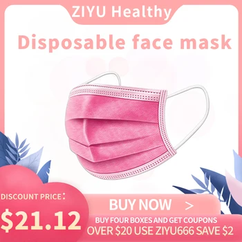 

10/50/100 Pcs Pink Disposable Non-woven 3-layer Face Mask Breathable Mask With Elastic Earband Breathable Adult Mouth Mask