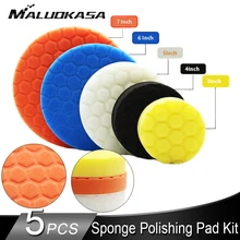 Sponge Polishing Pad Kit for Car Polisher Thread Abrasive Waxing Buffing Foam Pad Car Accessories Auto Products Drill Adaptor