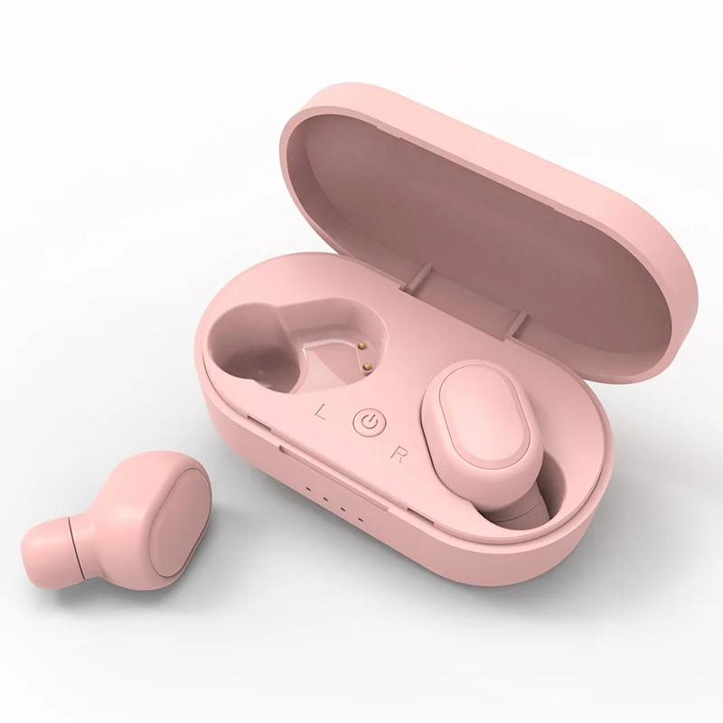 M1 tws беспроводные Bluetooth наушники бинауральные стерео портативные гарнитуры наушники V5.0 с 350 мАч зарядная коробка bluetooth гарнитура - Цвет: pink