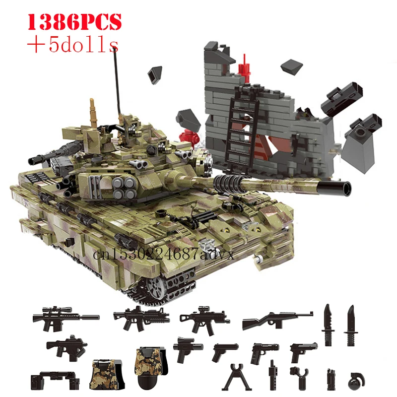 Военные русские танковые строительные блоки T90 Army Panzer Tiger Technic WW2 Weapon City