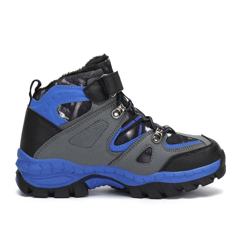 ULKNN Winter Shoes Kids Snow Boots Boys Boots Leather Ankle Boots Children Ankle Booties Outdoor Sneakers Flat Bota Motociclista