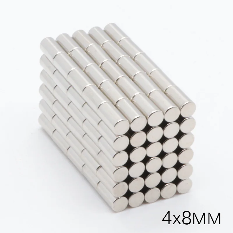 200 шт 4x8 мм, неодимовый магнит N35 Постоянный NdFeB 4x8 мм мини маленький круглый супер сильный, мощный Магнитный Магнит для ремесла