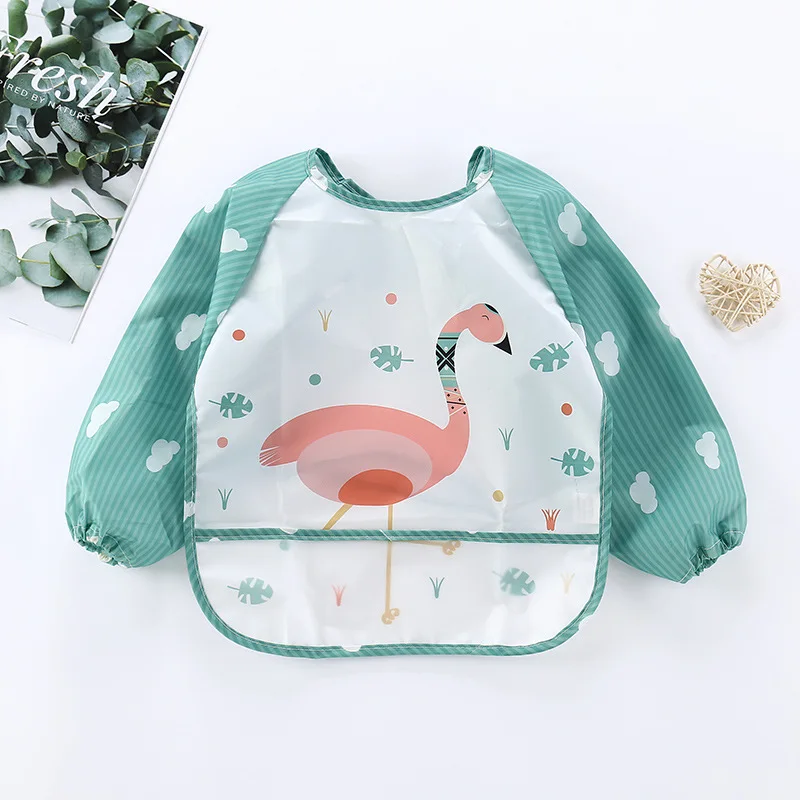 Baby bibs toddler kids waterproof long sleeve apron cartoon animals children feeding smock bib baby stuff 0-3Y baby headband