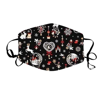

1pc Christmas Face Mask Activated Carbon Outdoor Fabric Facial Mask Christmas Print Mouth Caps Washable Christmas Wear Маска