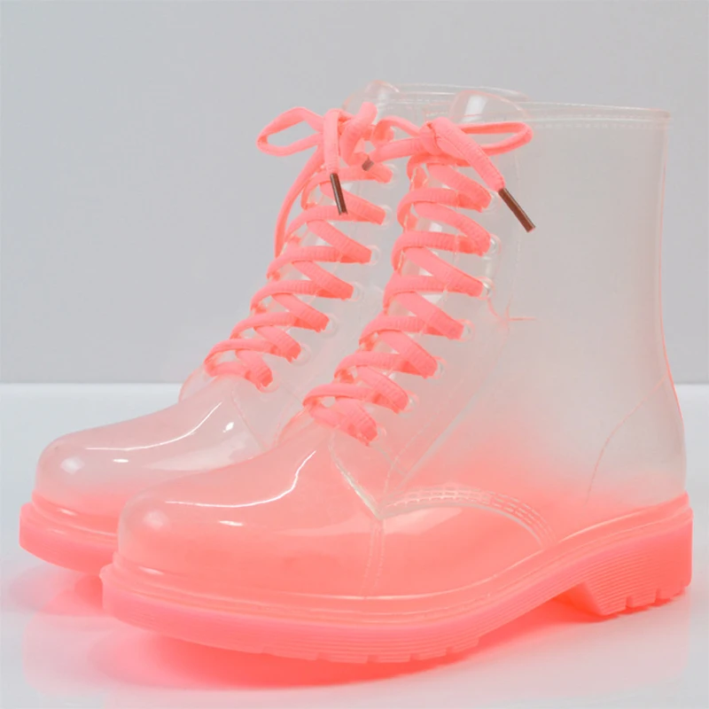 

2019 transparent candy color ladies rain boots transparent waterproof spring and autumn warm rain boots 40 yards