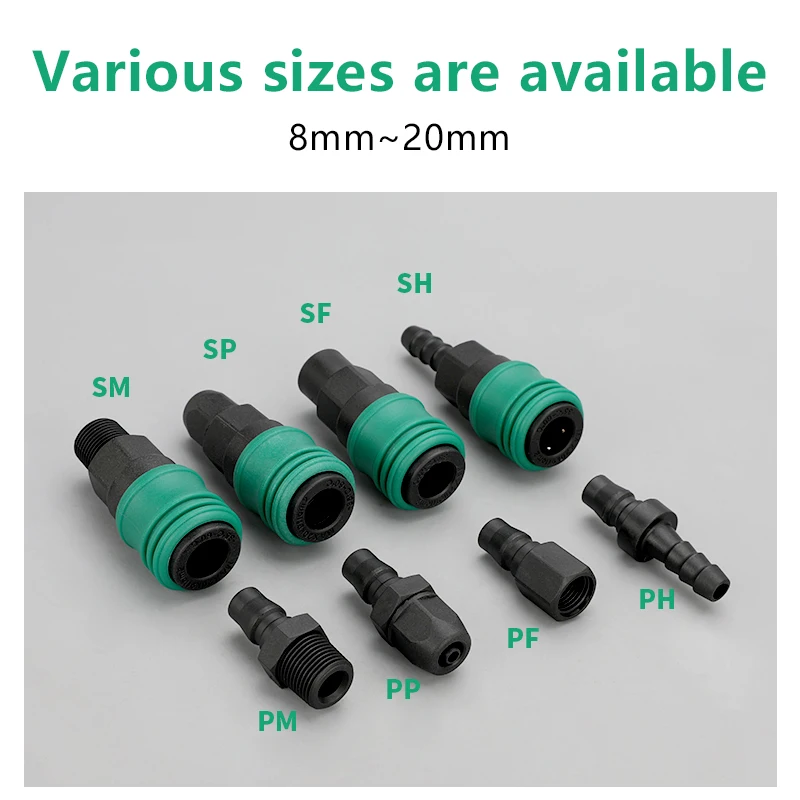 Pvc Type Pneumatische Fittings Air Compressor Slang Snelkoppeling Plug Socket Connector SP20,PP20,SM20,PM20,SH20,PH20,SF20,PF20